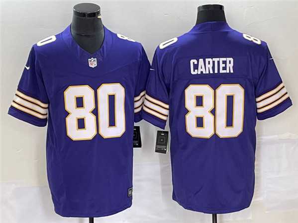 Mens Minnesota Vikings #80 Cris Carter Purple 2023 F.U.S.E. Vapor Untouchable Limited Stitched Jersey